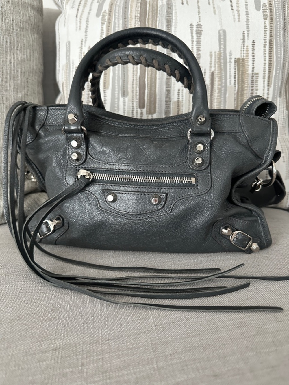 Balenciaga City Bag (small) in volcanic rock.